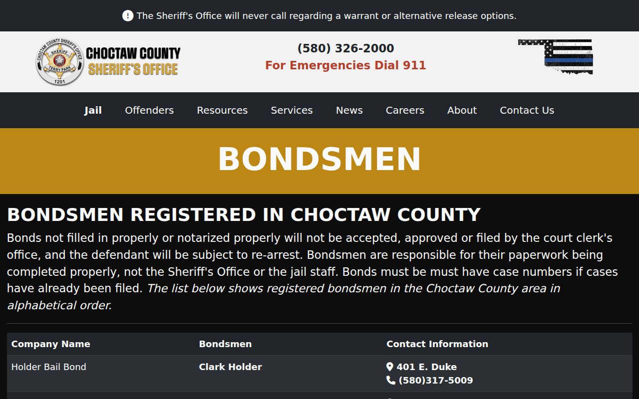 Choctaw County Soper warrant search bond paperwork reference