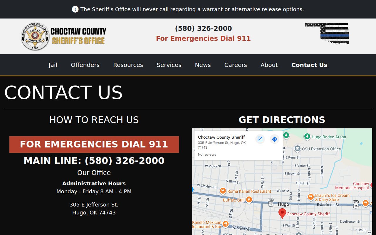 Choctaw County Boswell warrant search Sheriff fallback contact