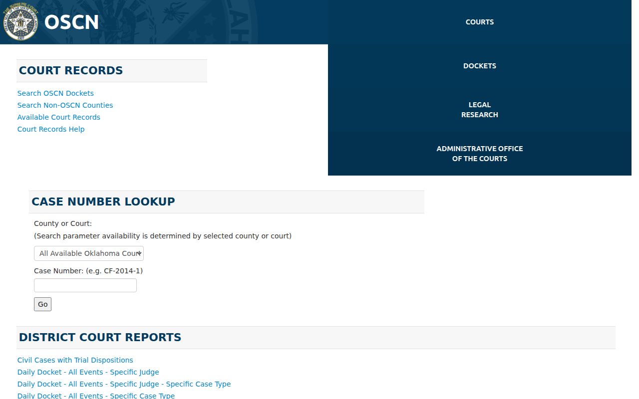 Choctaw County warrant records court records search interface
